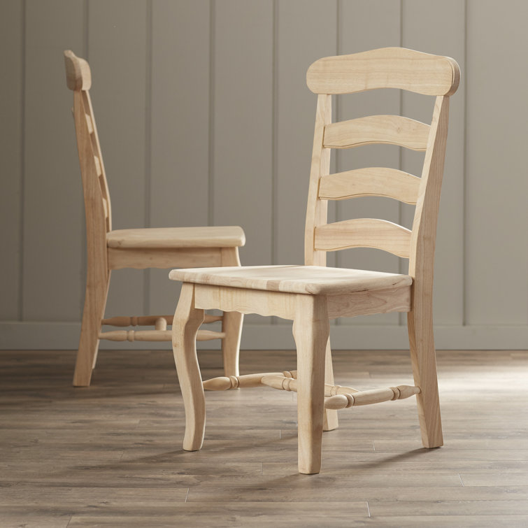 Mistana™ Lynn Solid Wood Ladder Back Side Chair in Unfinished & Reviews